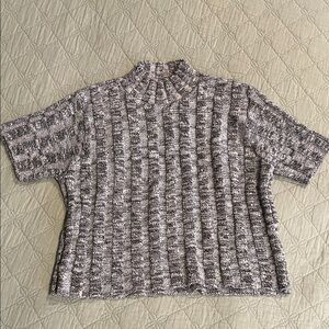 Textured Knit Sweater in Marled Black & White